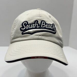 South Beach Slideback Hat Tan One Size Adjustable Embroidered 6 Panel